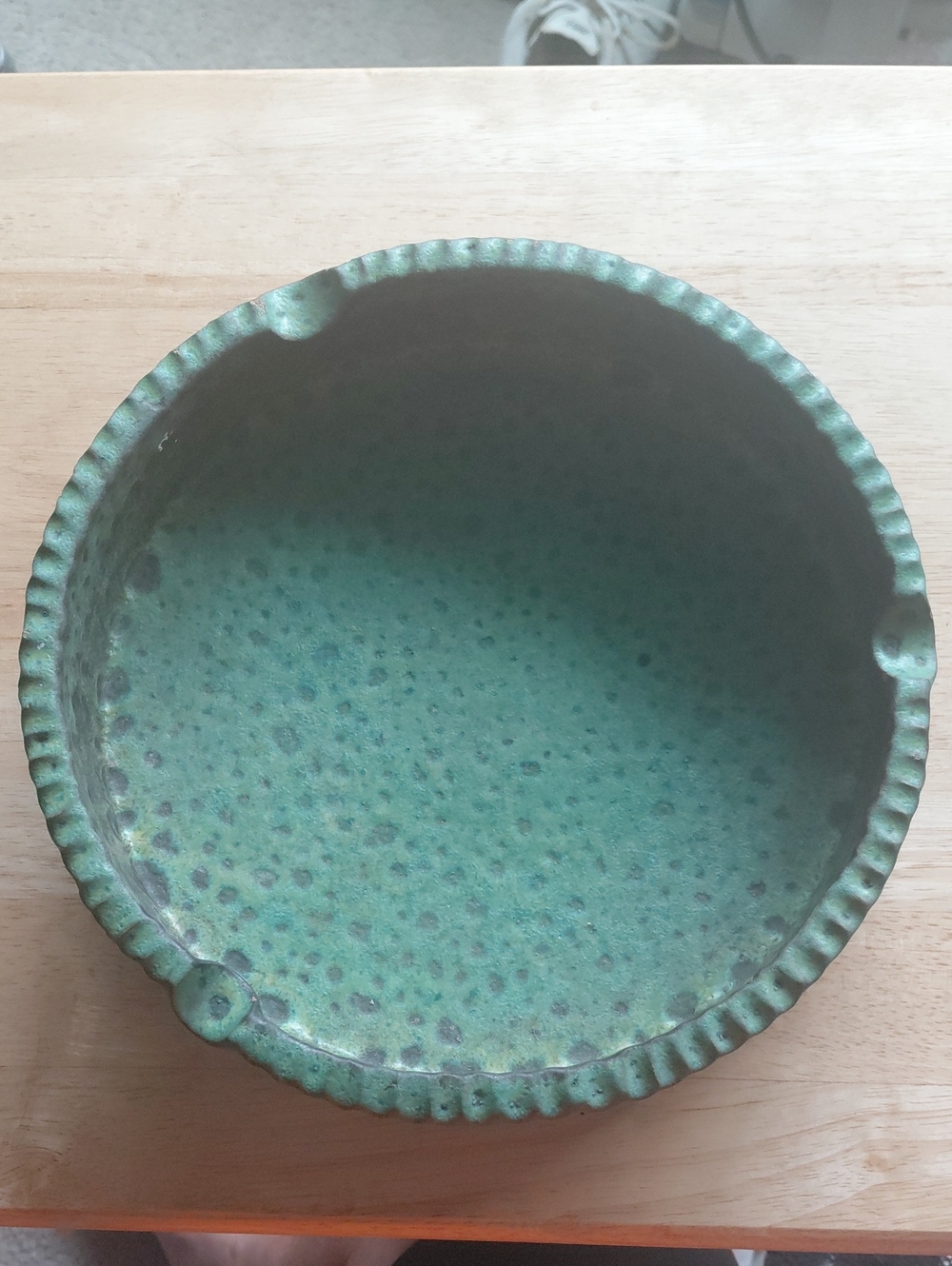 Green Speckled Ceramic Mid Century Italian Ashtray